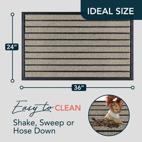 ubdyo non-slip rubber-backed mat stays in place during rain and snow