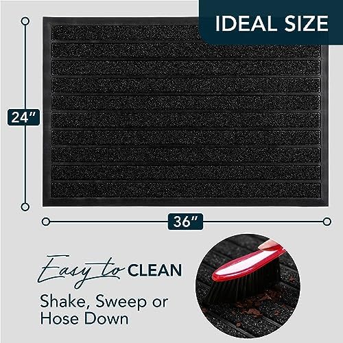 UBDYO outdoor door mat with non-slip rubber backing stays in place in rain