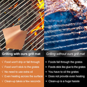 UBeesize copper mat resists heat up to 500°F for versatile cooking.