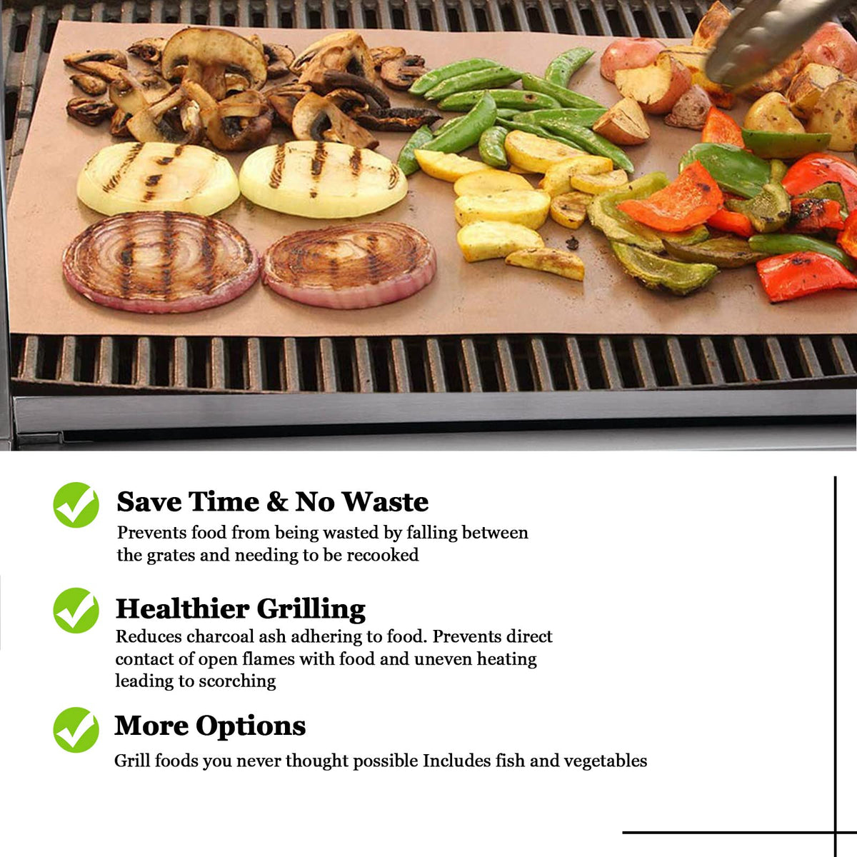 UBeesize copper mat nonstick coating simplifies cleanup after grilling.