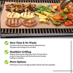 UBeesize copper mat nonstick coating simplifies cleanup after grilling.