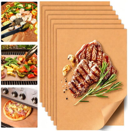 UBeesize copper grill mat on grill for non-stick cooking and even heat.