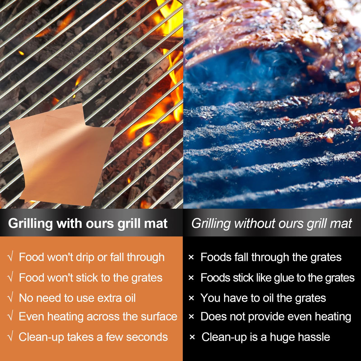 UBeesize grill mat cut to size for a perfect fit.