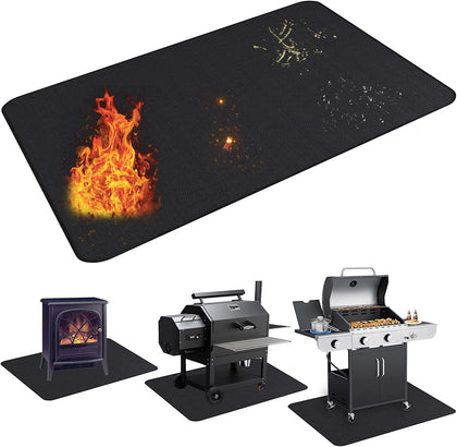 UBeesize under-grill-mat 60x42 inches protects surfaces from embers and spills.