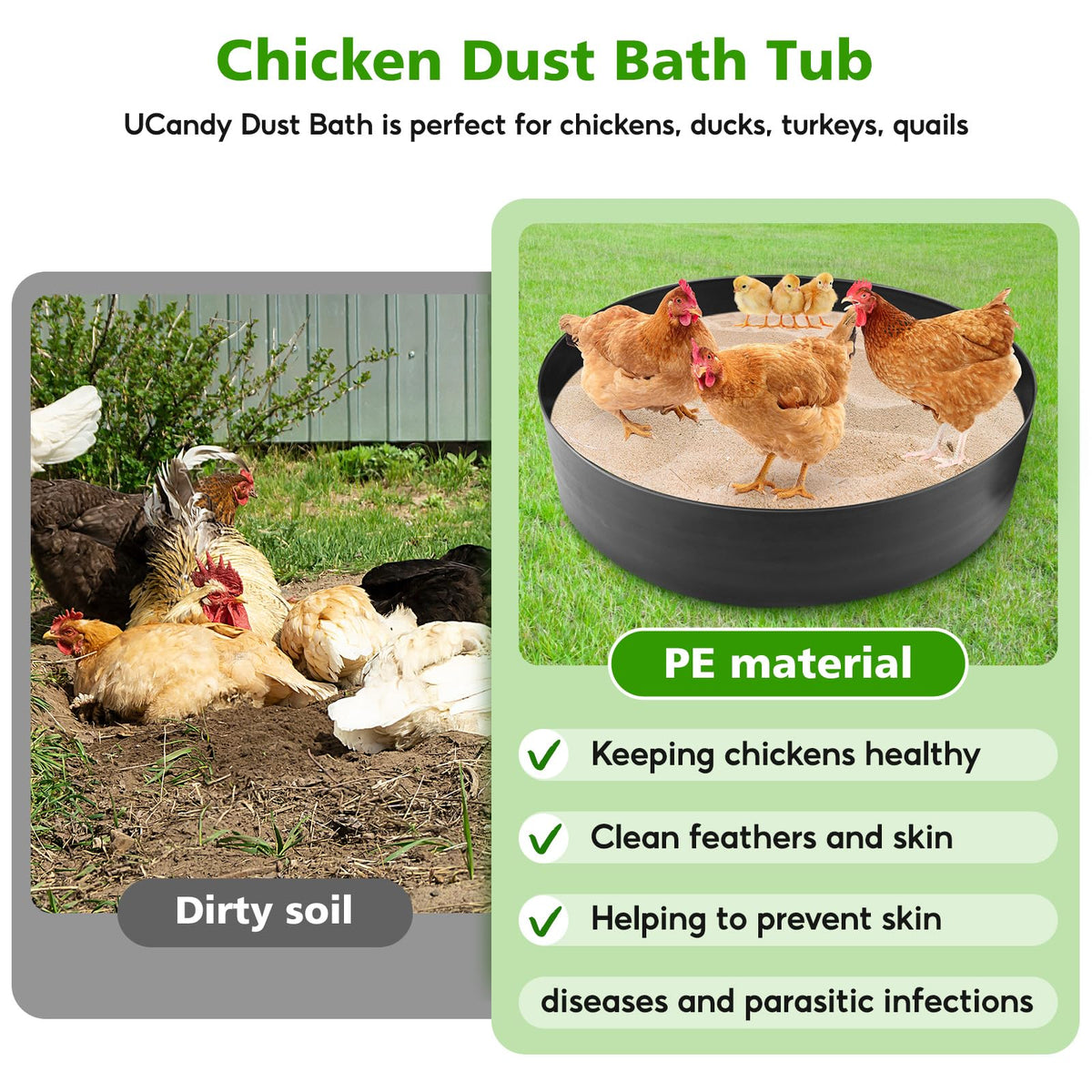 UCandy PE material dust bath tub is BPA-free and durable