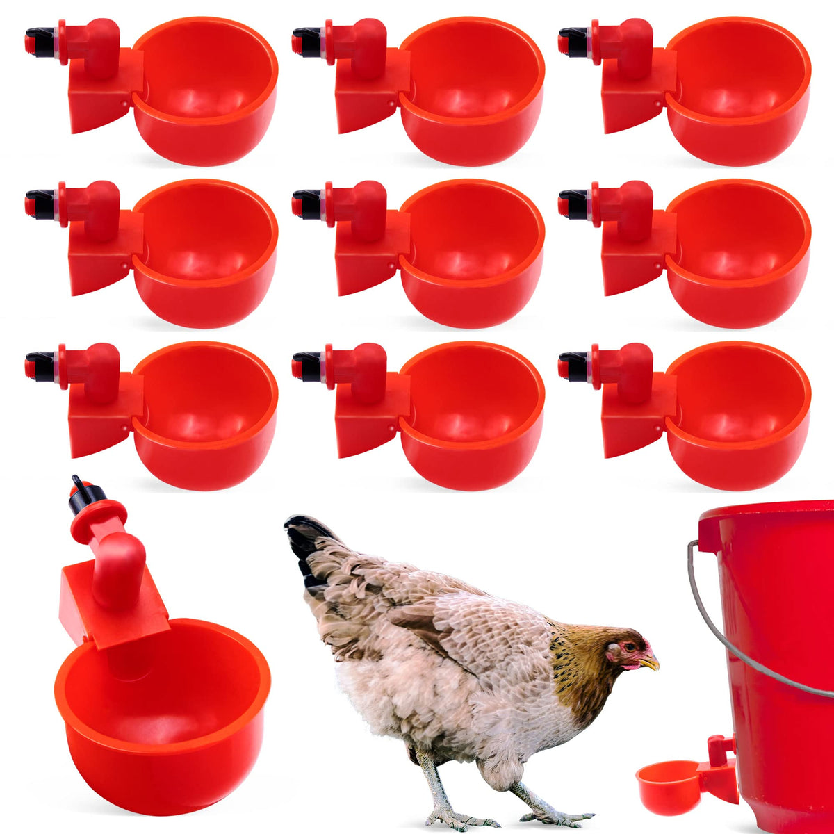 UCandy waterer cups with automatic fill for spill-free poultry hydration