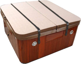 UCEDER hot tub cover wind straps with clips securing the cover in windy conditions.
