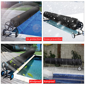 UCEDER pool solar reel cover all-weather durability preserves blanket condition.