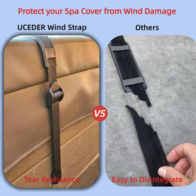UCEDER straps extended to 11 feet maximum spa cover length.
