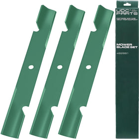 UDC Parts 482881 blade top view showing high-lift design for Scag 61-inch decks