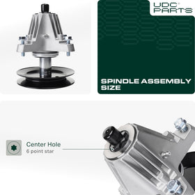 UDC Parts 618-06980 spindle assembly top view emphasizing precise alignment