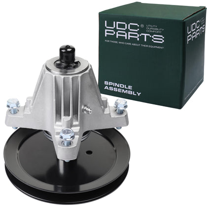 UDC Parts 918-06977A spindle for 46 inch deck showing overall assembly and fit