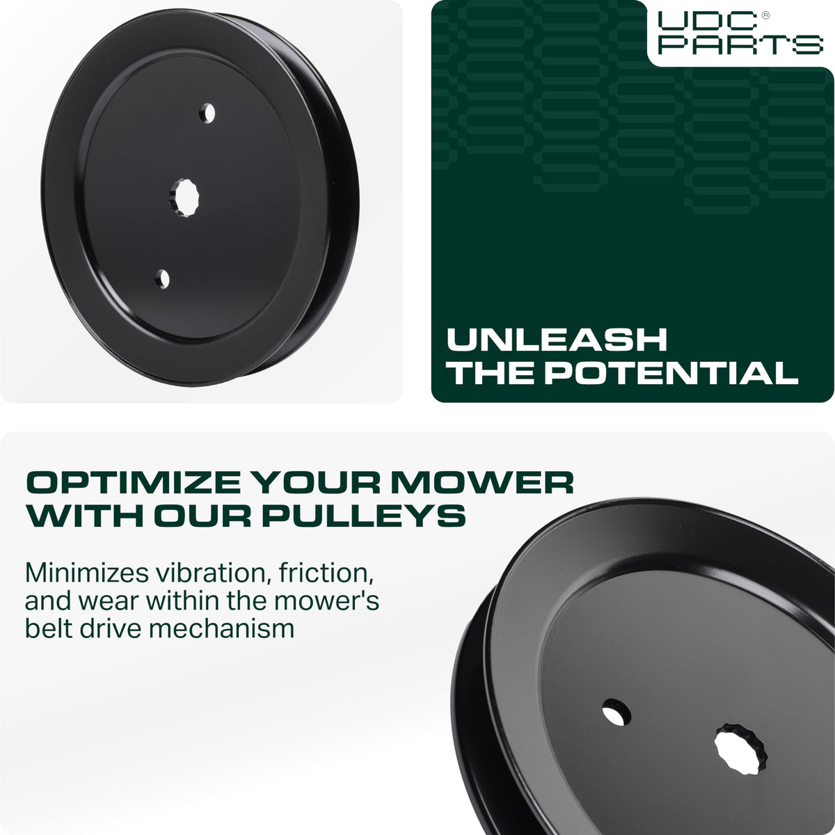 UDC Parts idler pulley for Craftsman, Poulan and Husqvarna compatibility.