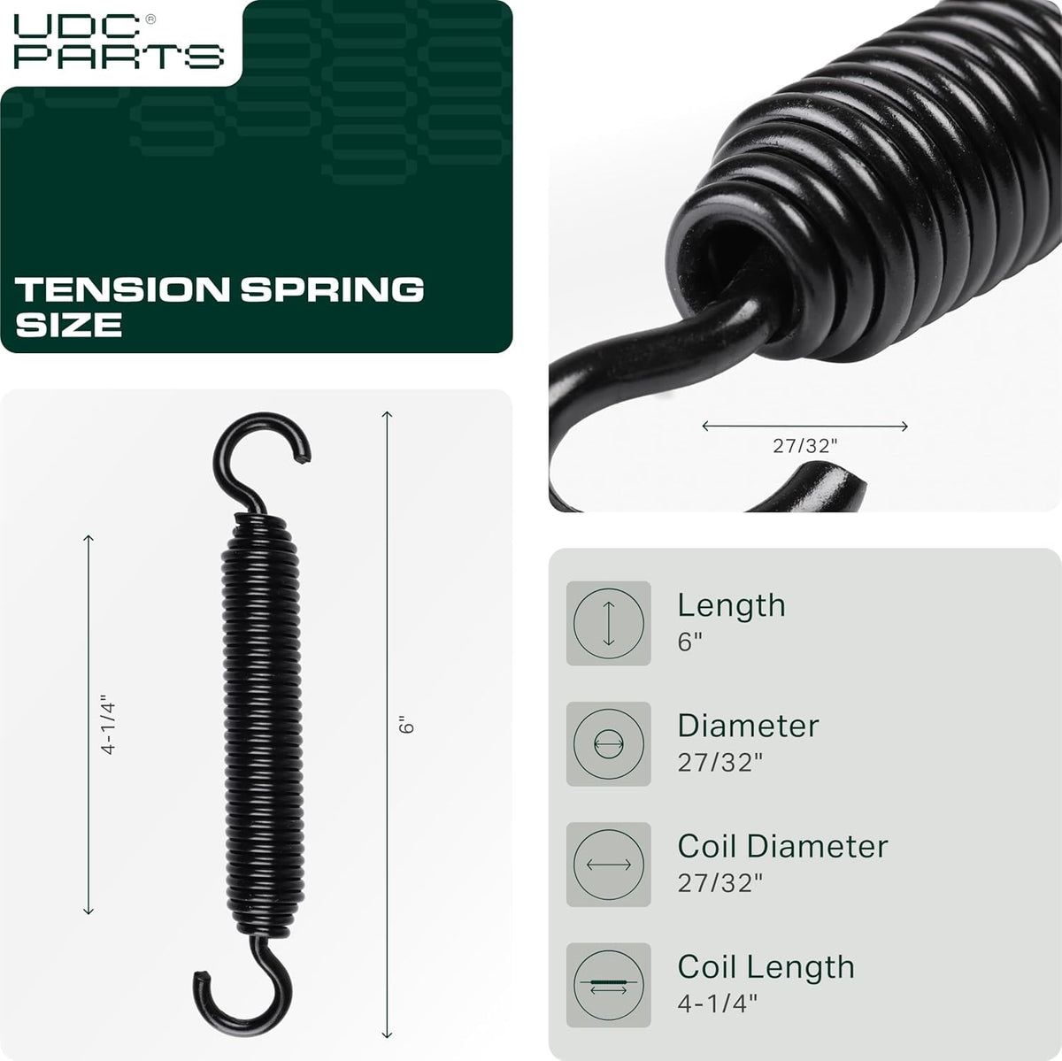 UDC Parts extension spring for 08300507 enhances lawn mower reliability.