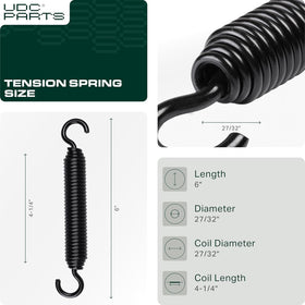 UDC Parts extension spring for 08300507 enhances lawn mower reliability.