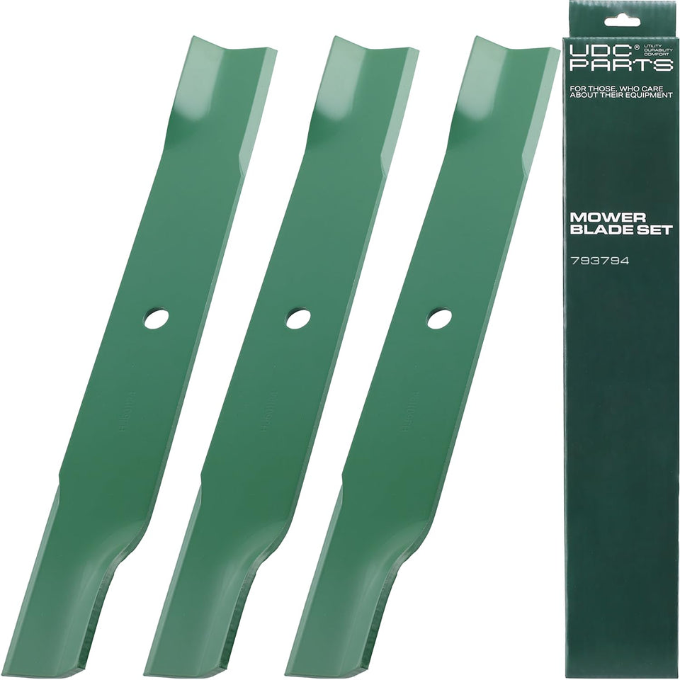 UDC Parts Hustler 60-inch blade close-up, durable build for heavy mowing