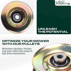 UDC Parts idler pulley replacement mounted on a lawn tractor for broad compatibility.