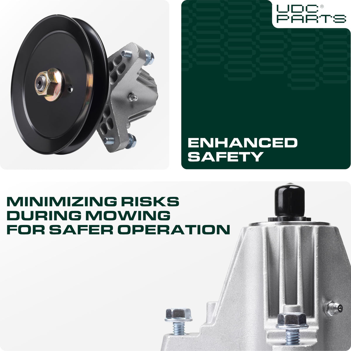 UDC Parts spindle designed for XT1-LT42 decks on Cub Cadet models