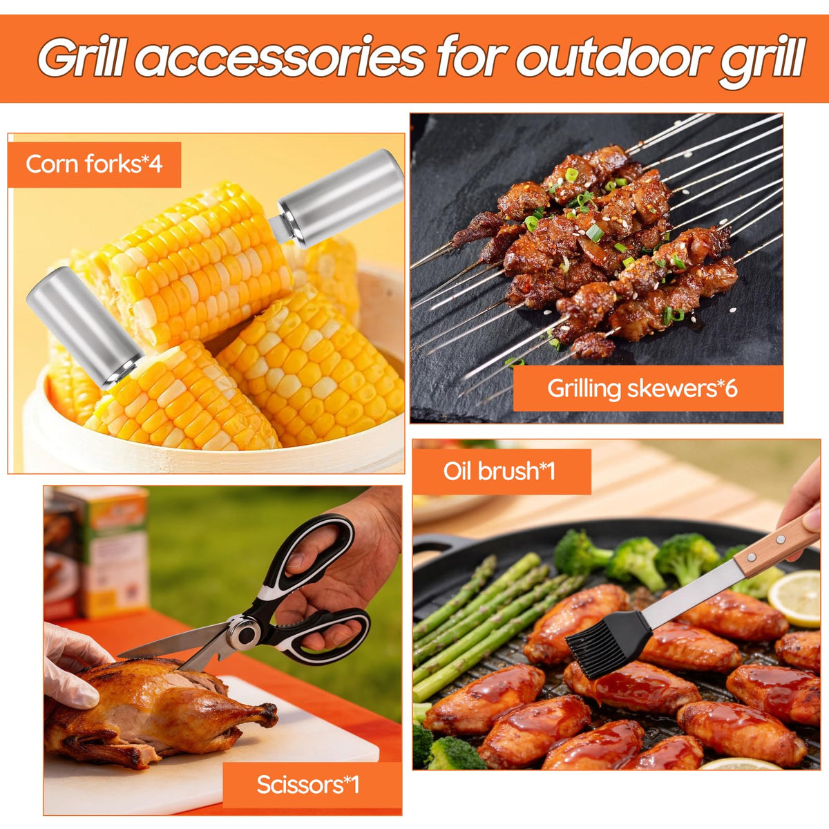 Udihch corn holders and skewers ideal for corn on the cob and kebabs.