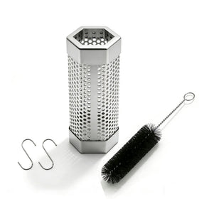 Ueiticsk Smoke Tube on a pellet smoker delivering rich, even smoke