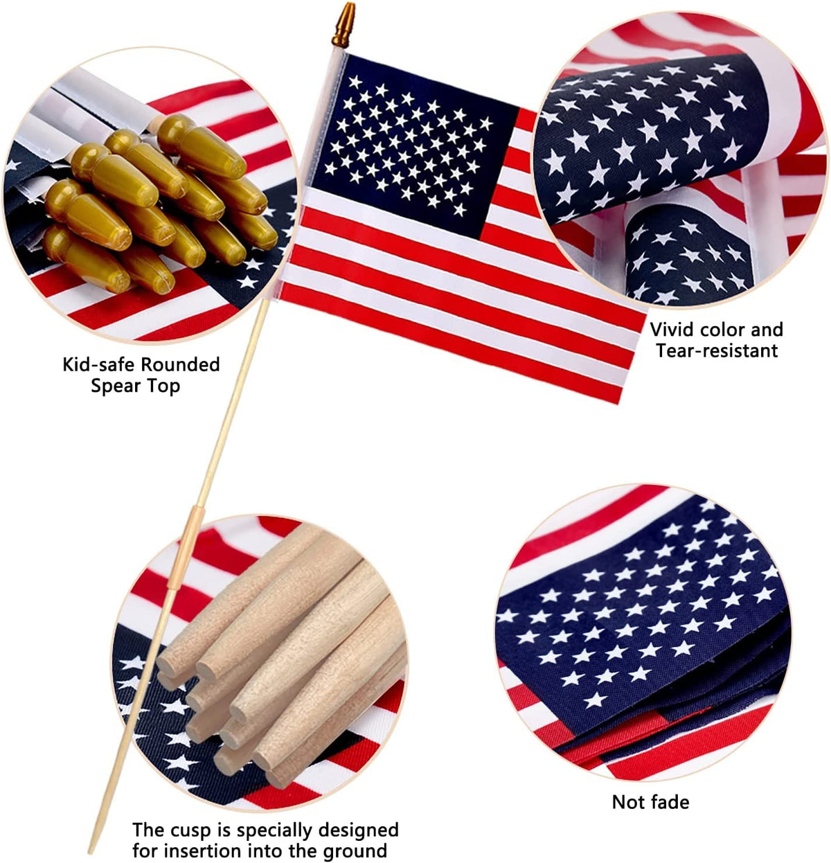 Uelfbaby 24-pack US flags on sticks for group celebrations.