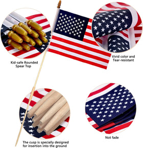 Uelfbaby 24-pack US flags on sticks for group celebrations.