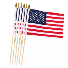 Uelfbaby 6-pack 12x18 American flags for outdoor display and patriotic events.