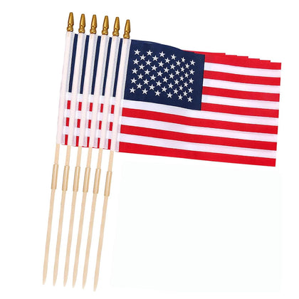 Uelfbaby 6-pack 12x18 American flags for outdoor display and patriotic events.