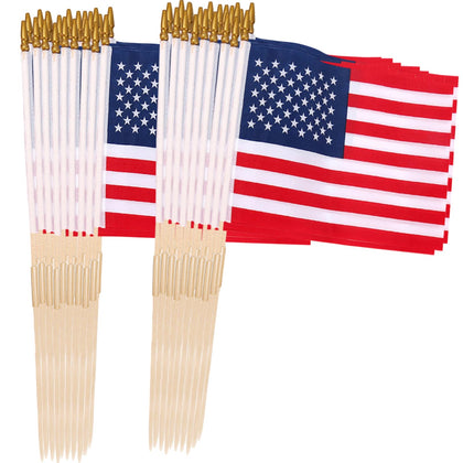 Uelfbaby American flag on a stick, 12x18 inches, ideal for parades.