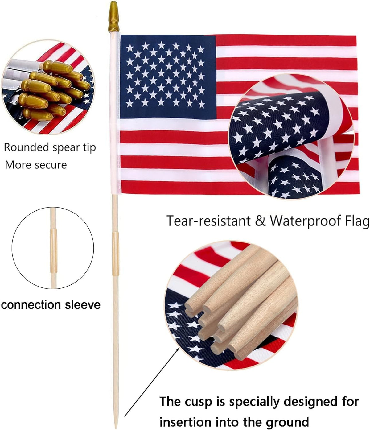 Uelfbaby wooden-stick assembly showing secure two-part pole for easy setup.