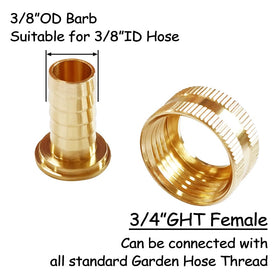 Uenede 3/4 GHT female to 3/8 barb adapter with knurling grip