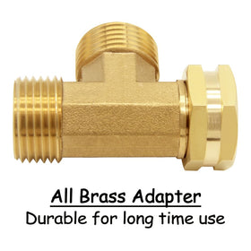 Uenede brass 3/4 inch GHT swivel tee shows solid material and corrosion resistance.