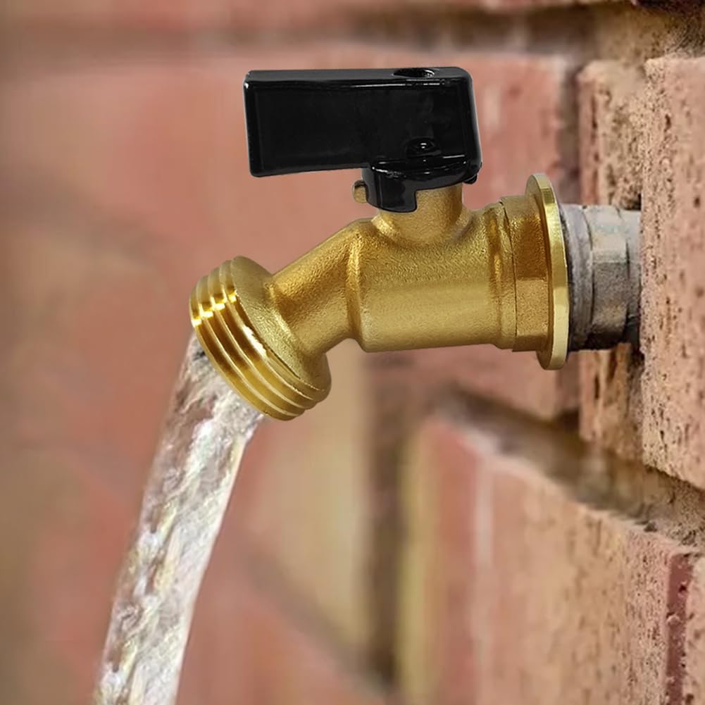 Uenede brass body closeup highlights durable construction for long-term outdoor use.