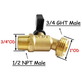 Uenede quarter-turn brass valve enables quick shutoff for garden hoses.