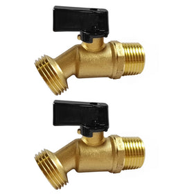 Uenede brass garden hose bibb valve showing 1/2in NPT inlet to 3/4in GHT outlet for reliable outdoor connections.