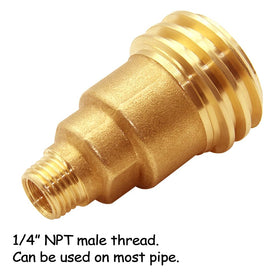 Uenede brass propane adapter installs quickly with no tools required.