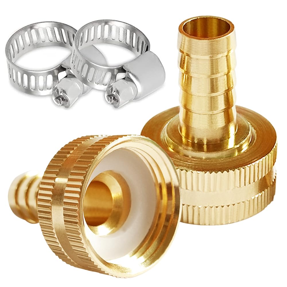 Uenede solid brass 3/4 GHT female to 3/8 barb connector ensures firm hose joins