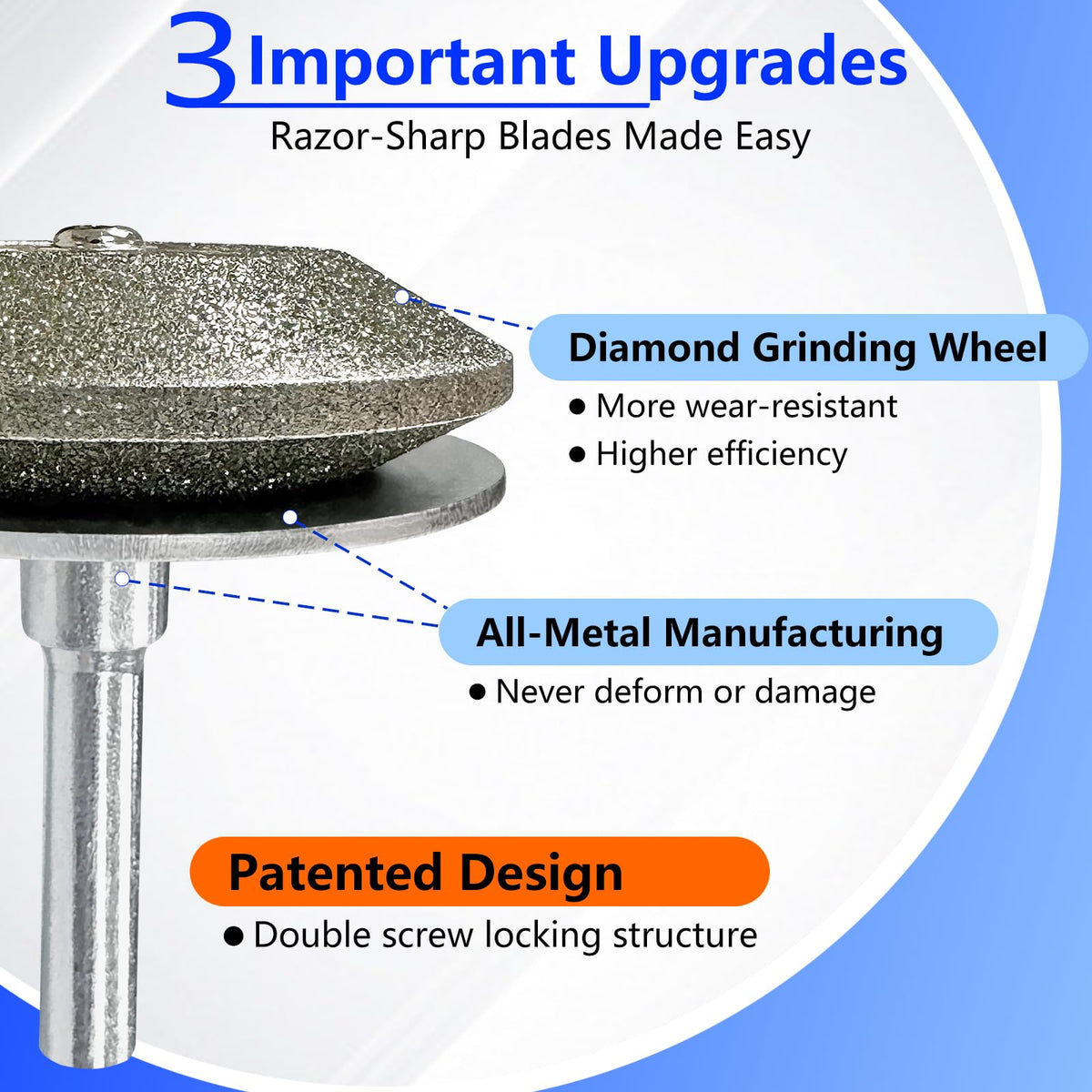 UF-SHARP sharpener with 5mm handle fits most power drills.