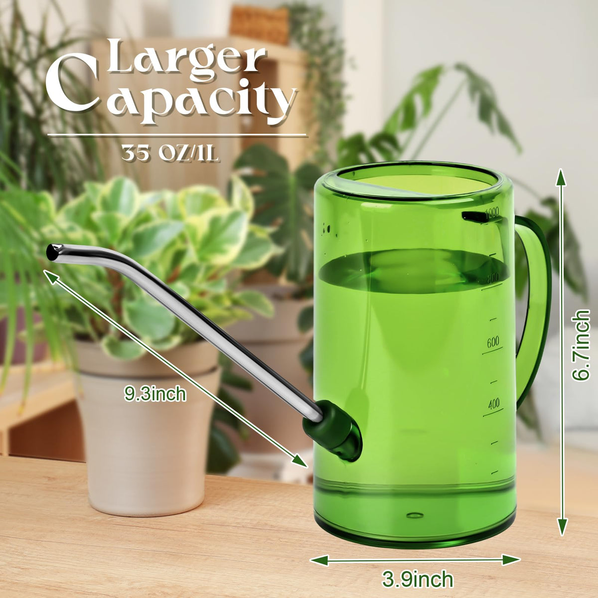 UFANME one-fourth-gallon watering can for desk pots and small arrangements.