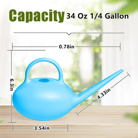 UFANME watering can blue side view with ergonomic handle for comfort.