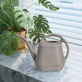 UFANME watering can with durable plastic resists weather and moisture.