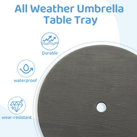 UFavo Home umbrella table tray top view highlighting the 20 inch round surface