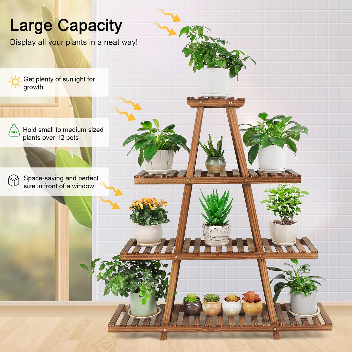 Ufine plant stand displayed in a living room corner for space-saving layout