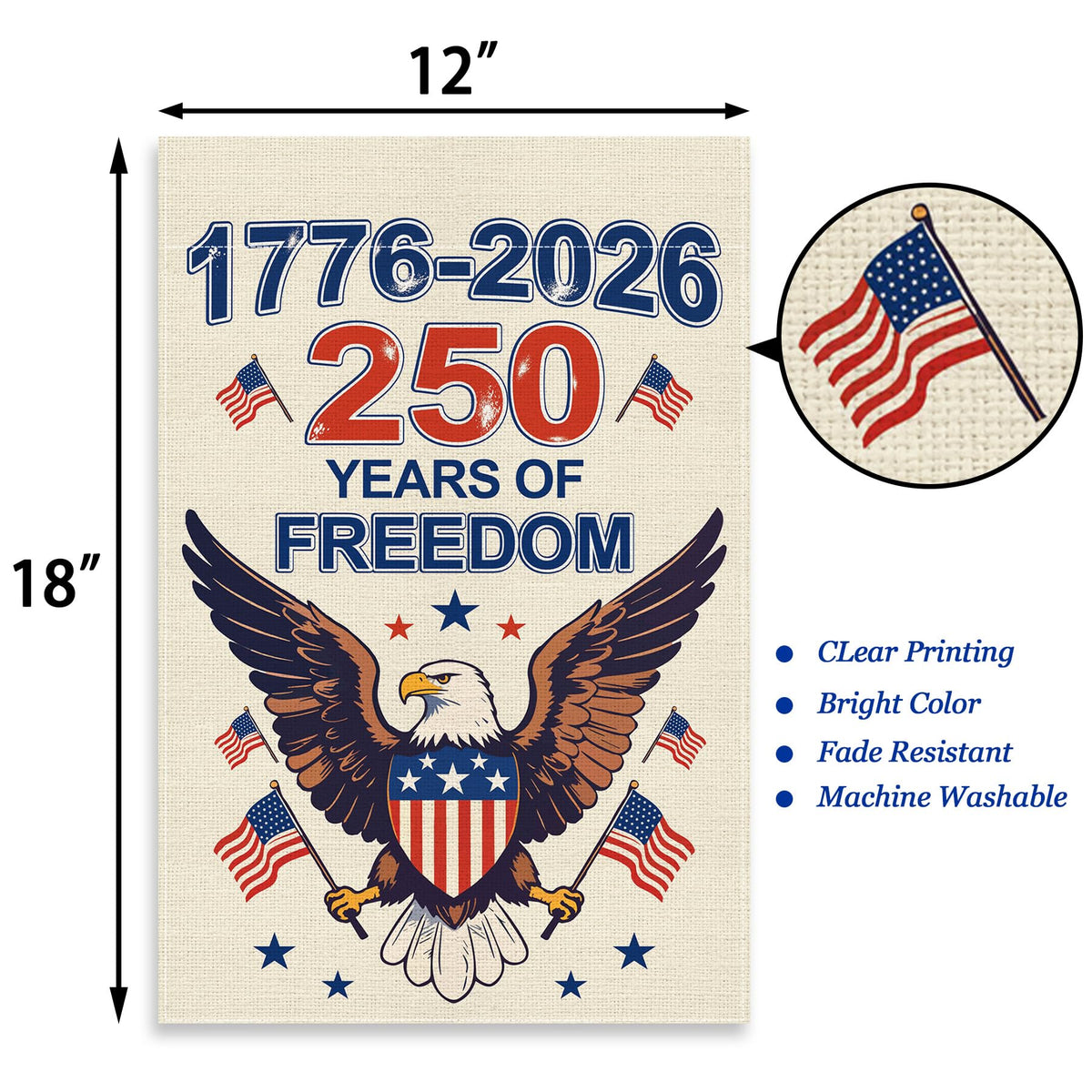 Uflashmi garden flag sleeve top for easy hanging on standard flag poles.