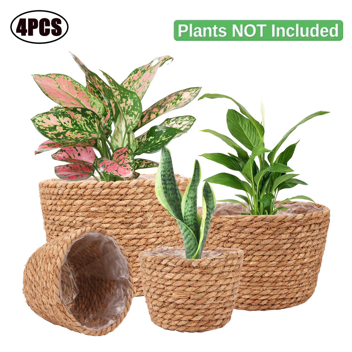 Ufrount Seagrass Planter Basket as a cover for flower pots, tidy and natural.