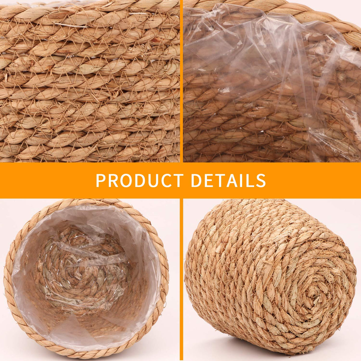 Ufrount Seagrass Planter Basket adds pastoral charm to outdoor or balcony spaces.