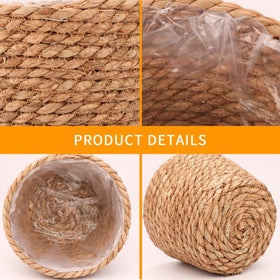 Ufrount Seagrass Planter Basket adds pastoral charm to outdoor or balcony spaces.
