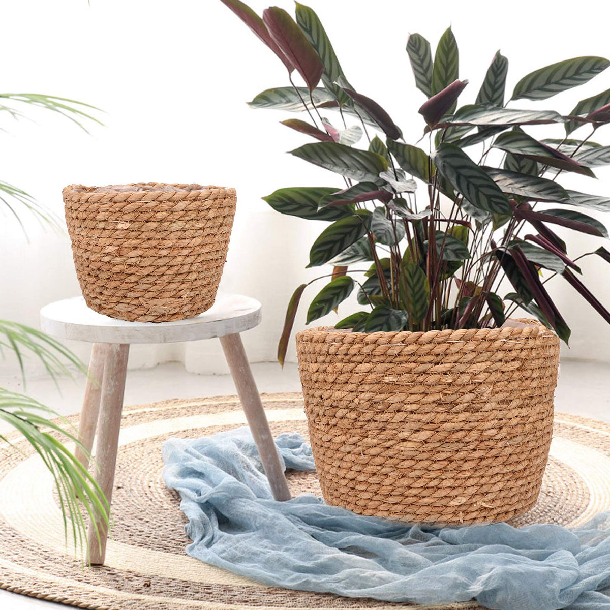 Ufrount Set of Four Seagrass Baskets for coordinated home decor.