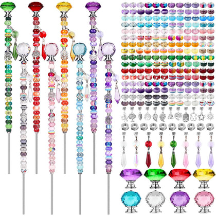 UFU fairy wand bead stake with crystal pendant enhances outdoor garden decor.