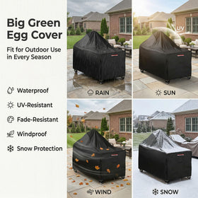 Easy-to-grab UGKUIH Big Green Egg Cover for fast setup after grilling.